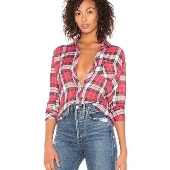 Rails Hunter Scarlet Ash White Plaid Button Down Top Size Extra Small - Picture 5 of 16